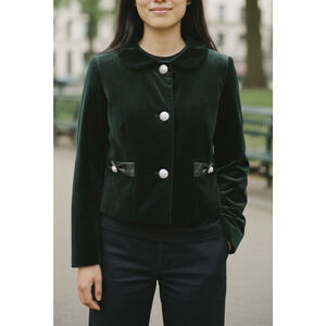 *Flaw Lily Pulitzer Velvet Rhinestone Button Cropped Jacket Black Womens Size 10